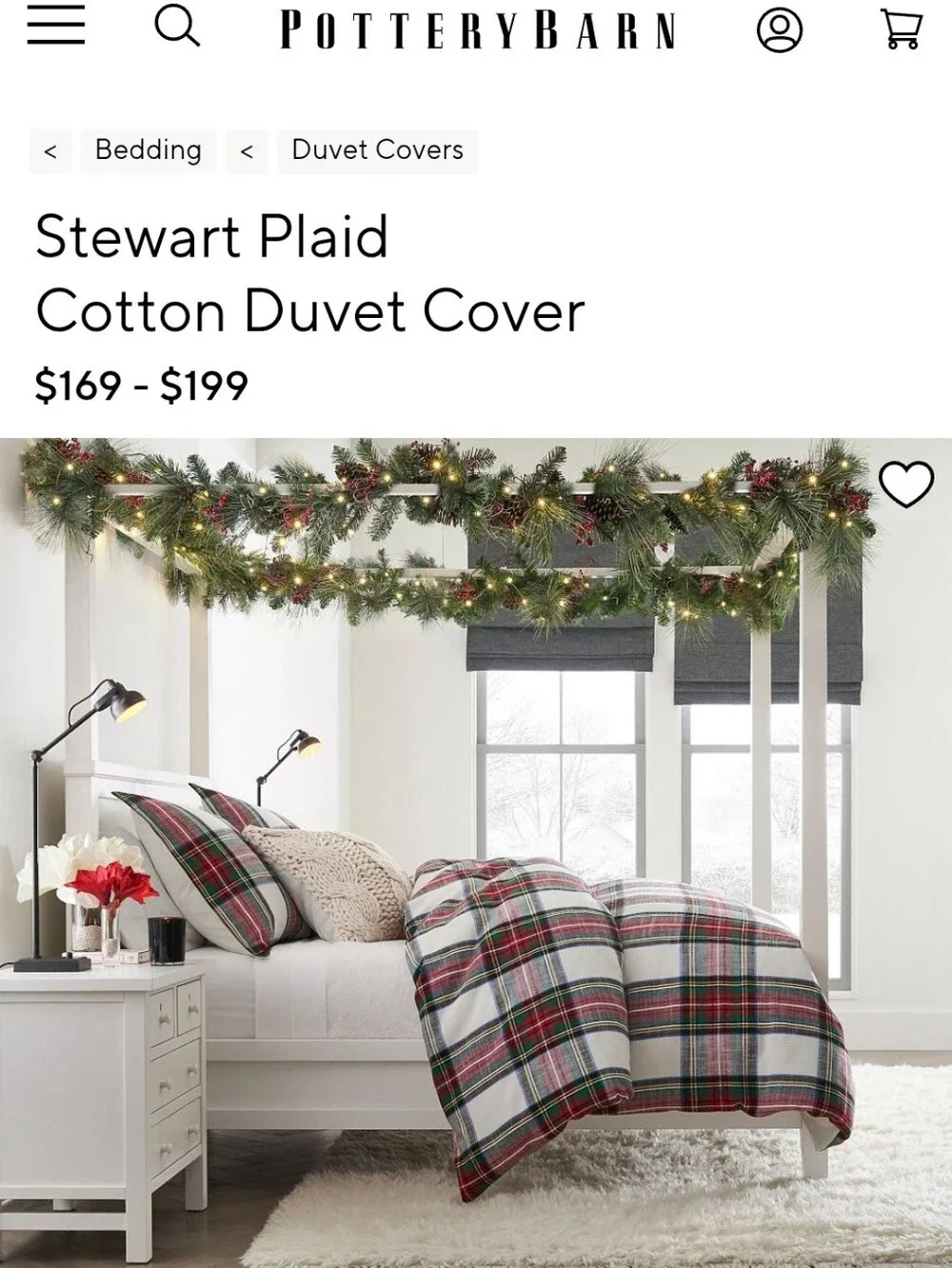 Pottery Barn Cal King Stewart Plaid 100% Cotton Duvet Cover And 2 Shams